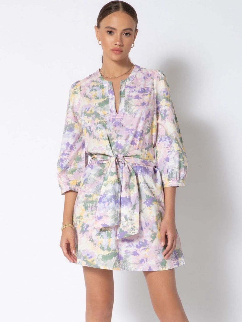 BNWT Tart belted Lorrie style violet tie dyed cotton dress size large
